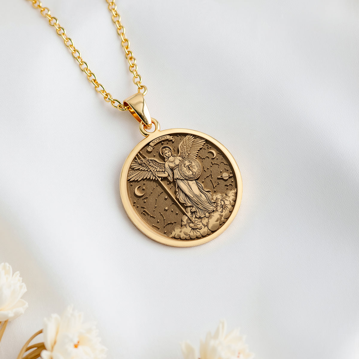 Scorpio Angel Zodiac Horoscope Pendant | 14K Gold & 14K Gold Options - Astrological Sign Celestial Energy - View 5