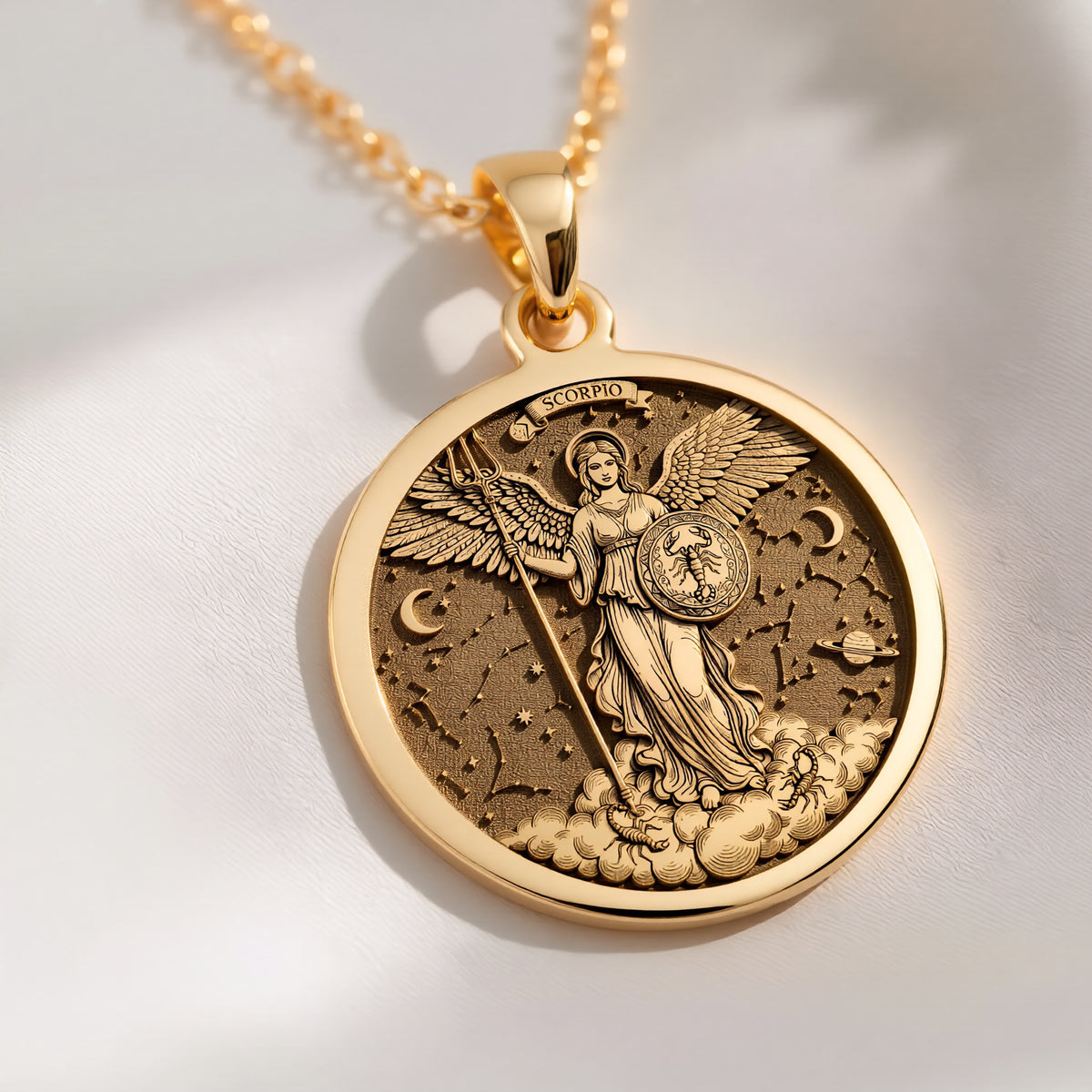 Scorpio Angel Zodiac Horoscope Pendant | 14K Gold & 14K Gold Options - Astrological Sign Celestial Energy - View 9