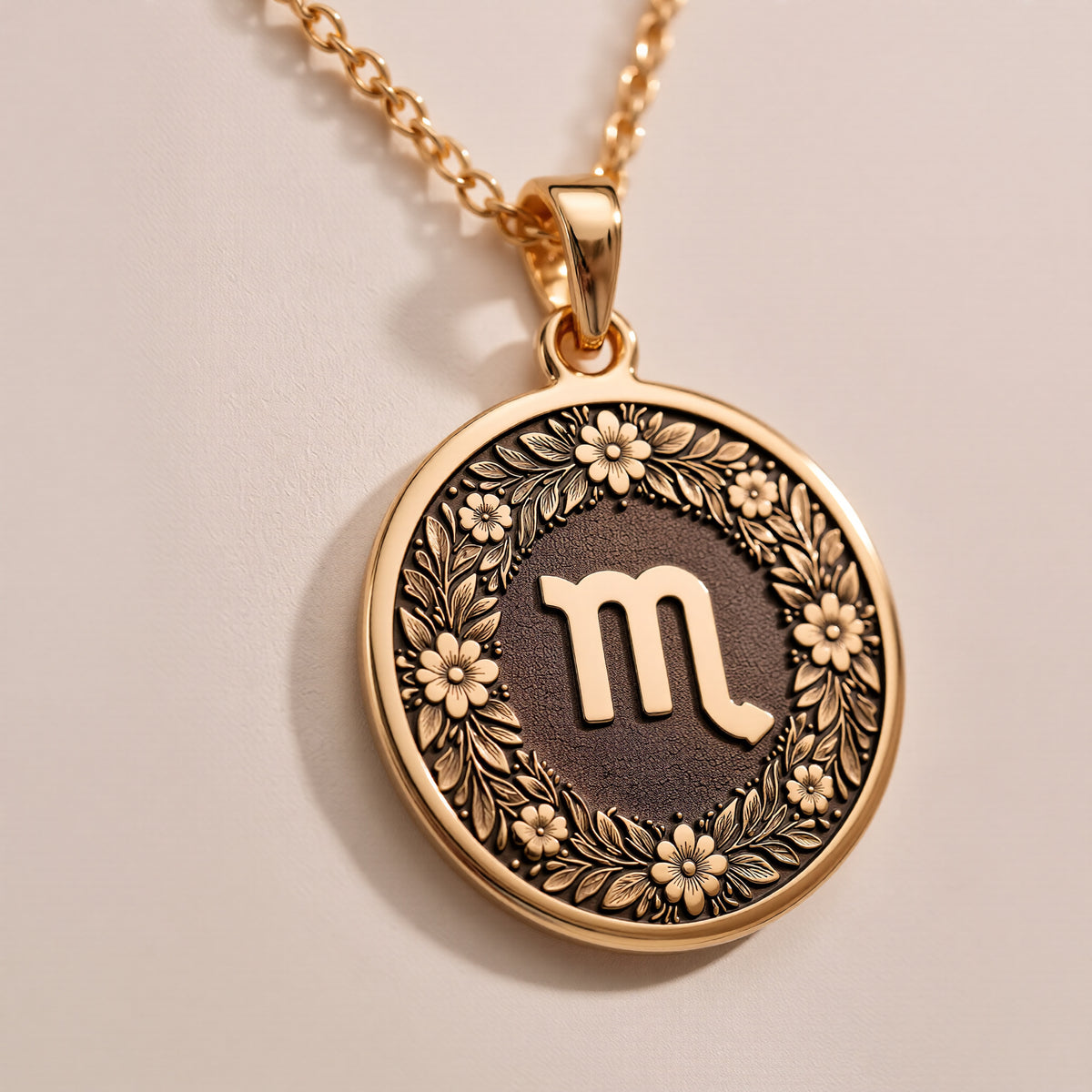 three different styles of round pendants with personalized engravings, showcasing various materials and chain lengths.