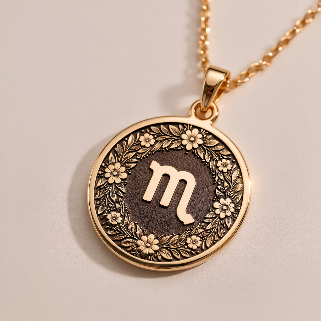 Scorpio Zodiac Astrological Sign Medallion - 14K Solid Gold