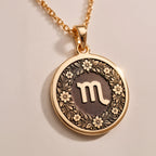 Scorpio Zodiac Astrological Sign Medallion - Birthdate Jewelry Star Map - Görsel 2, 14K Gold Scorpio