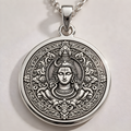 Shiva Trishul God Pendant – Mandala Face - 925 Sterling Silver