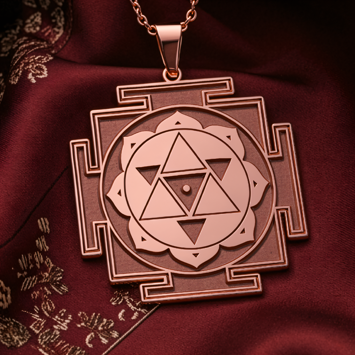 Shiva Yantra Spiritual Pendant - 14K Rose Gold Plated