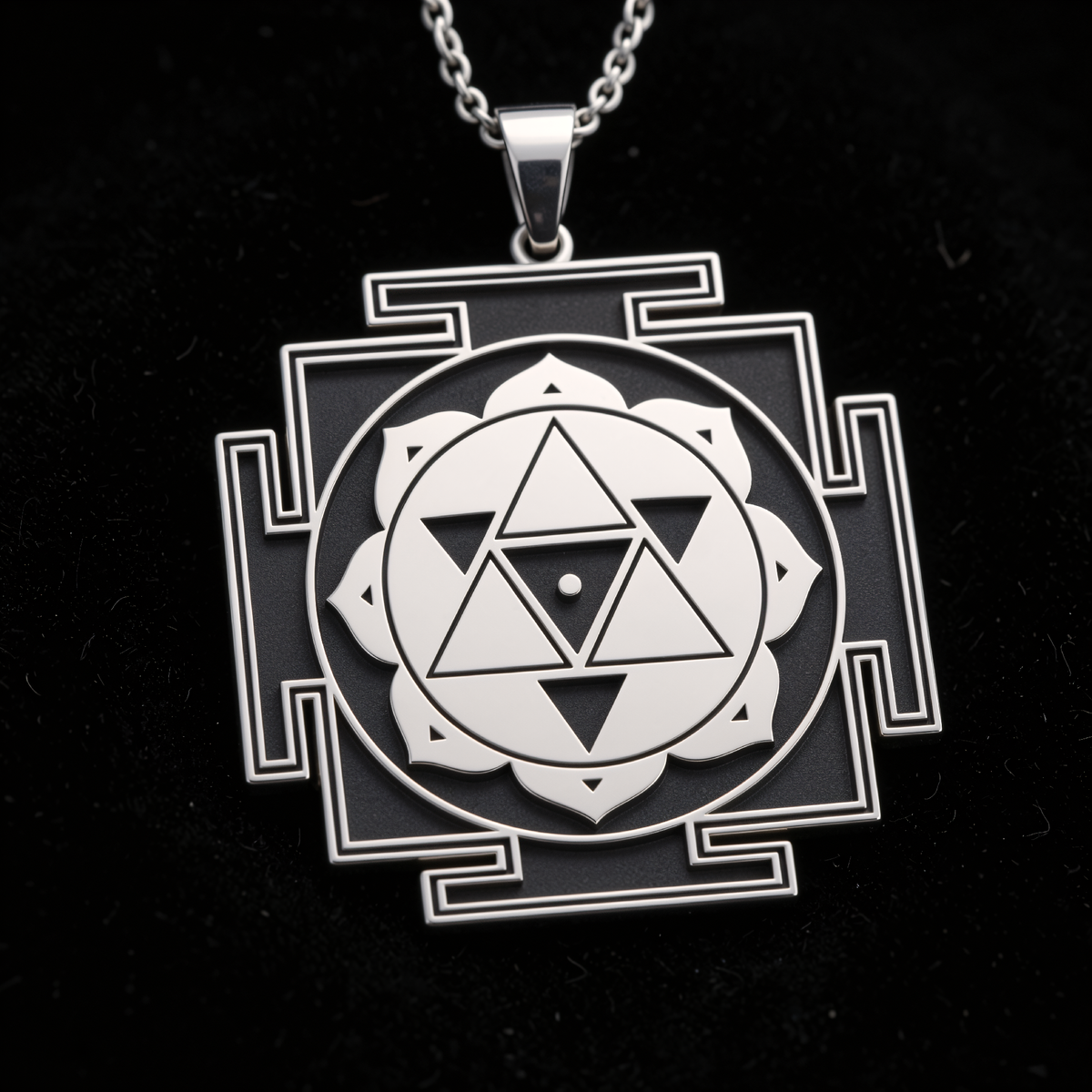 Shiva Yantra Spiritual Pendant - 925 Sterling Silver