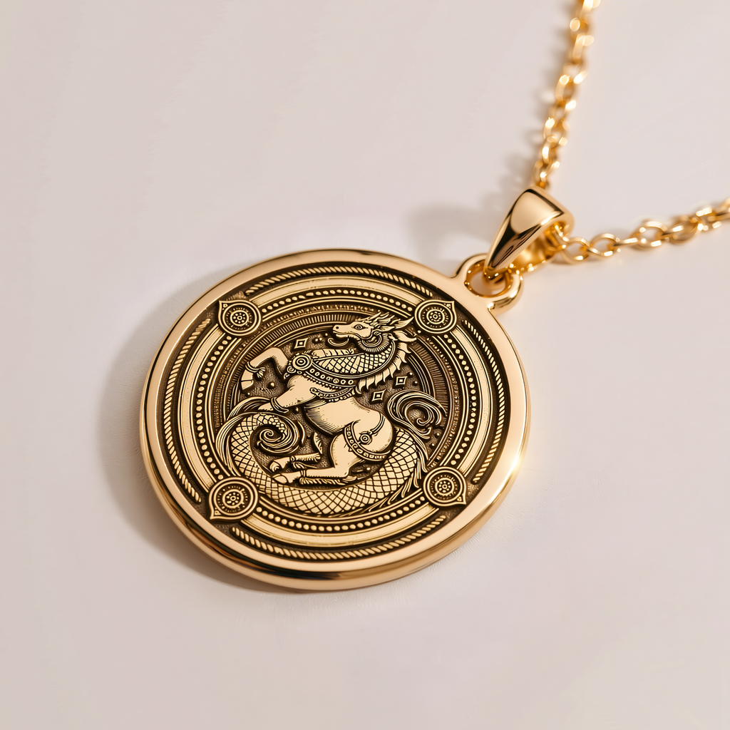 Sleipnir Norse God Horse Pendant - 14K Solid Gold, Right Angle View