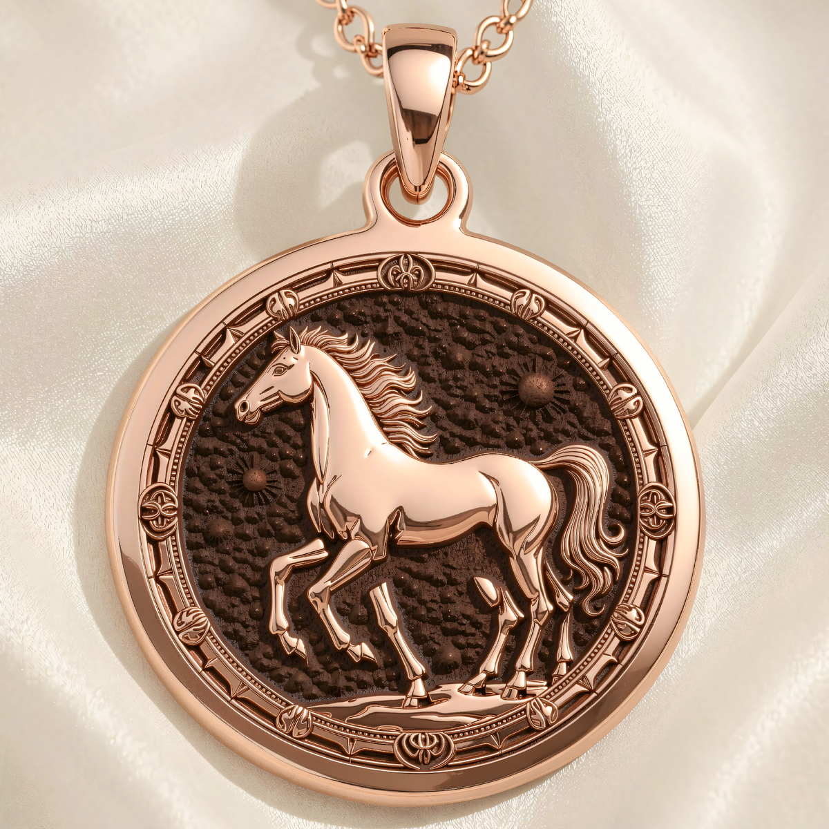 Sleipnir Norse Mythology Pendant | Silver & Plated Options - Wayfinder Runic Protection Talisman - 14K Rose Gold Plated Front View