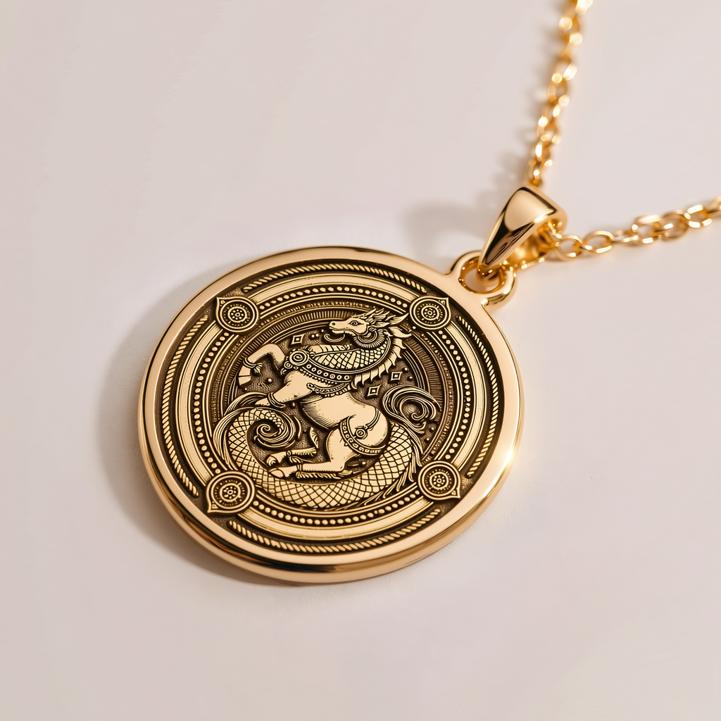 Sleipnir Viking Horse Pendant - 14K Solid Gold, Right Angle View
