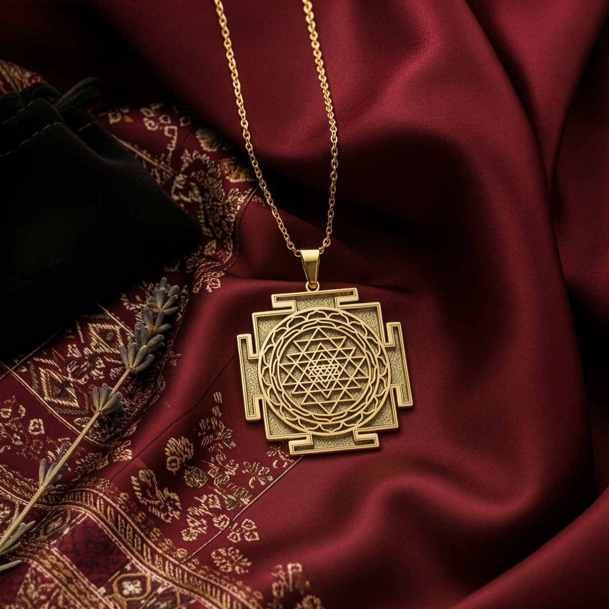 Sri Yantra pendant in 14K gold plating - sacred geometry des