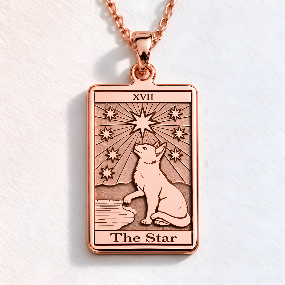 Star Tarot Card Necklace - 14K Rose Gold Plated