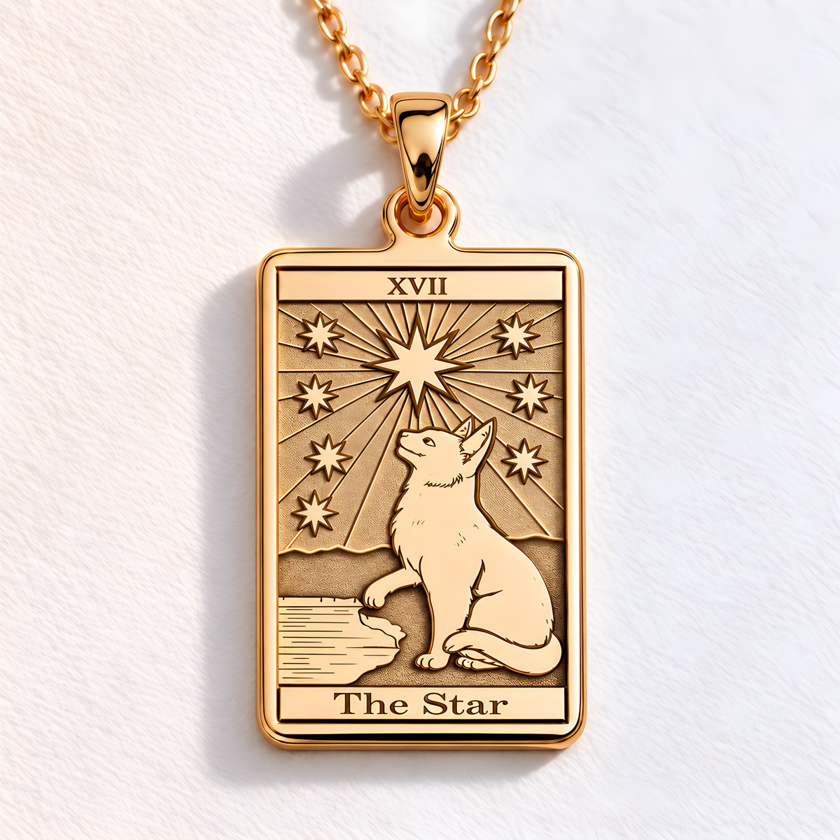 14K Gold Star Tarot Card Necklace: 14K Gold with tarot card rider waite occult arcana - View 48