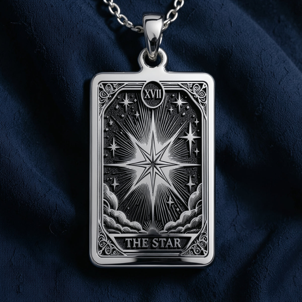 Silver Star Tarot Major Arcana pendant with cosmic energy symbol. Occult astrology jewelry for major arcana lovers.