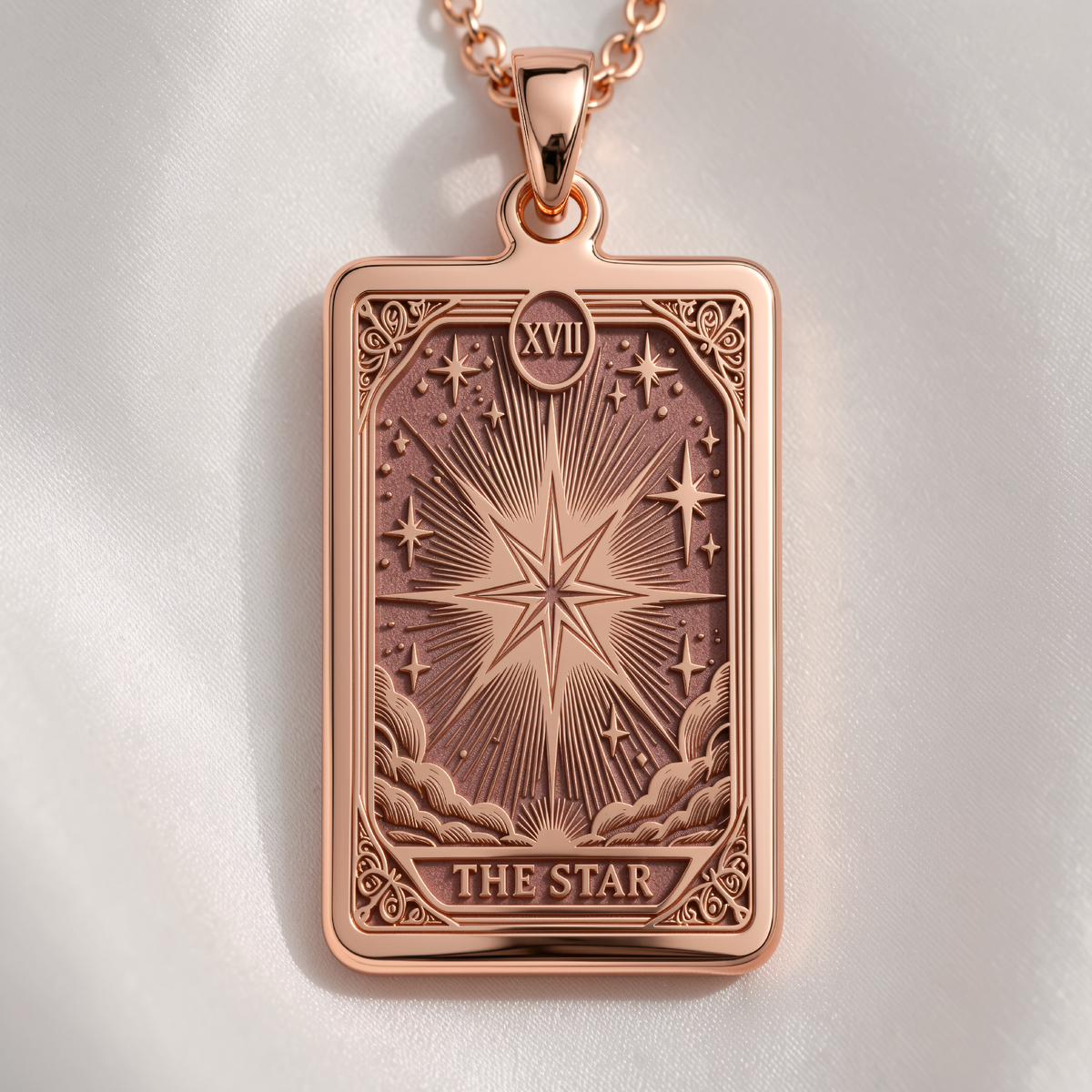 Star Tarot Pendant Necklace - Major Arcana Celestial Charm - 14K Rose Gold Plated