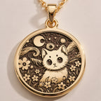 Starry Night Cat Pendant | Silver & Plated Options - Celestial Spirit Animal - Görsel 1, Animal Jewelry