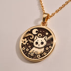 Starry Night Cat Pendant | Silver & Plated Options - Celestial Spirit Animal - Görsel 3, Animal Jewelry