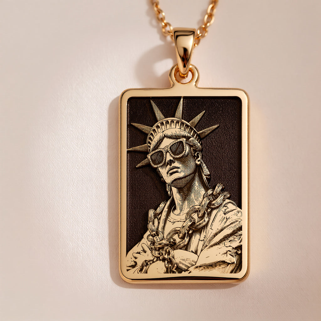 14K Gold Statue of Liberty Necklace: NYC Urban Art Pendant - View 5