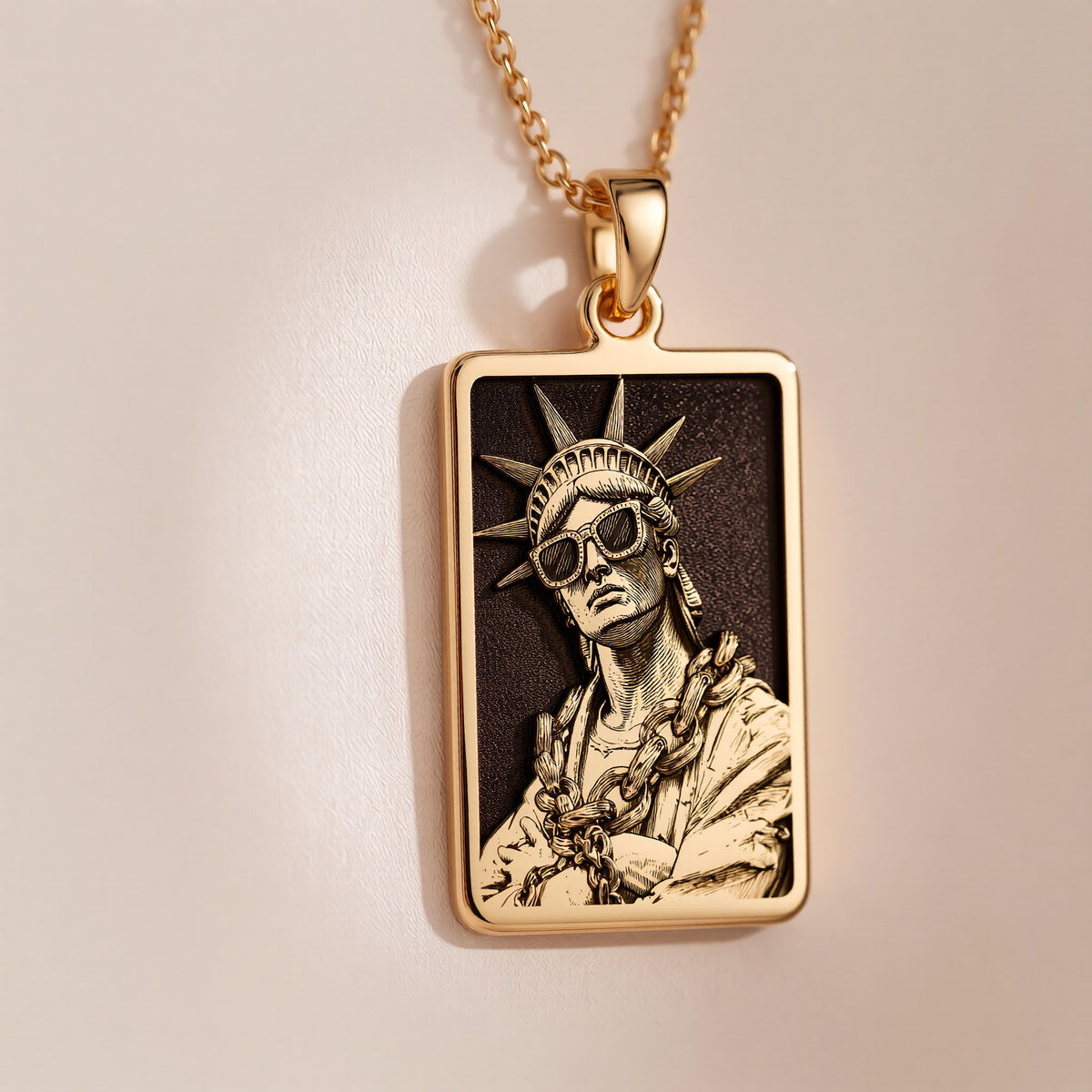 14K Gold Statue of Liberty Necklace: NYC Urban Art Pendant - View 2