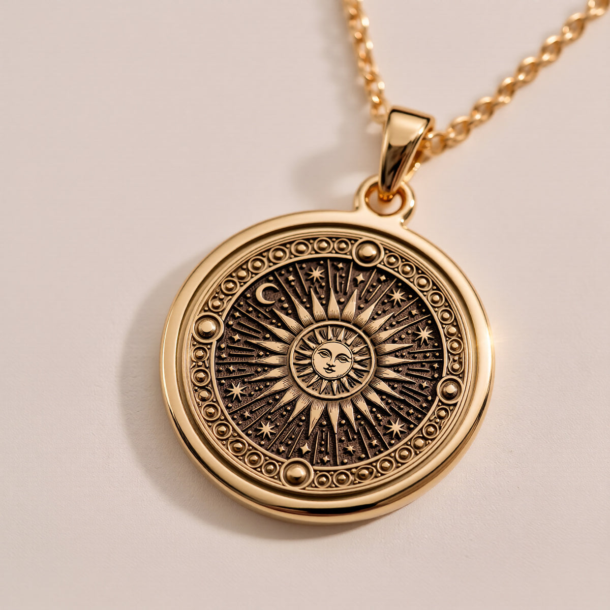 Sun Necklace - 14K Solid Gold