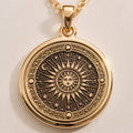 14K solid gold sun pendant necklace featuring a celestial sunburst design, perfect for astrology lovers and boho jewelry enthusiasts.