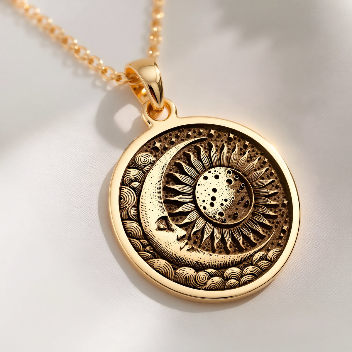 Sun Moon Celestial Pendant - 14K Gold Plated