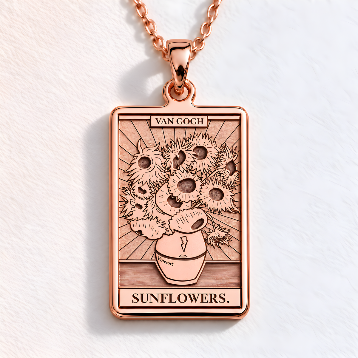 Sunflower Charm Necklace - 14K Rose Gold Plated