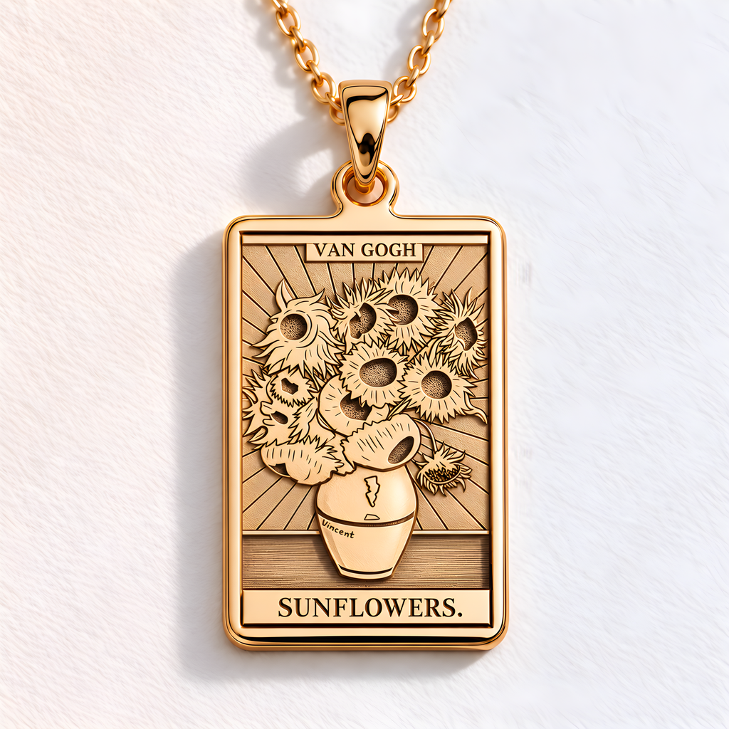 Sunflower Necklace: 14K Gold with van gogh necklace sunflower charm amulet talisman - View 102