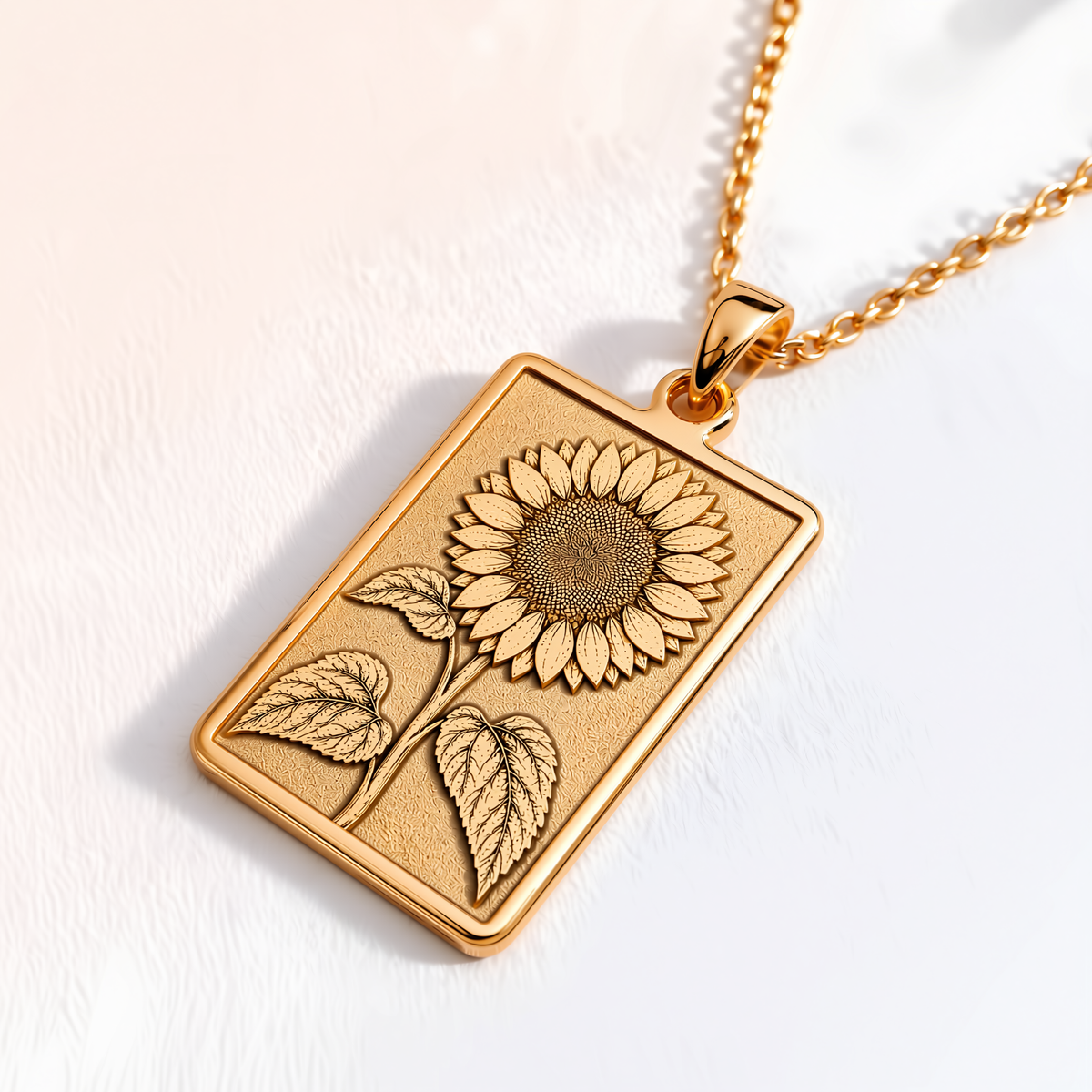 Sunflower Tarot Pendant - 14K Solid Gold, Right Angle View