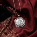 Surya Yantra Sun God Amulet Necklace - 925 Sterling Silver