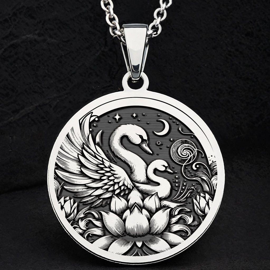 Swan Mother & Child Pendant Necklace - Maternal Love Gift - 925 Sterling Silver