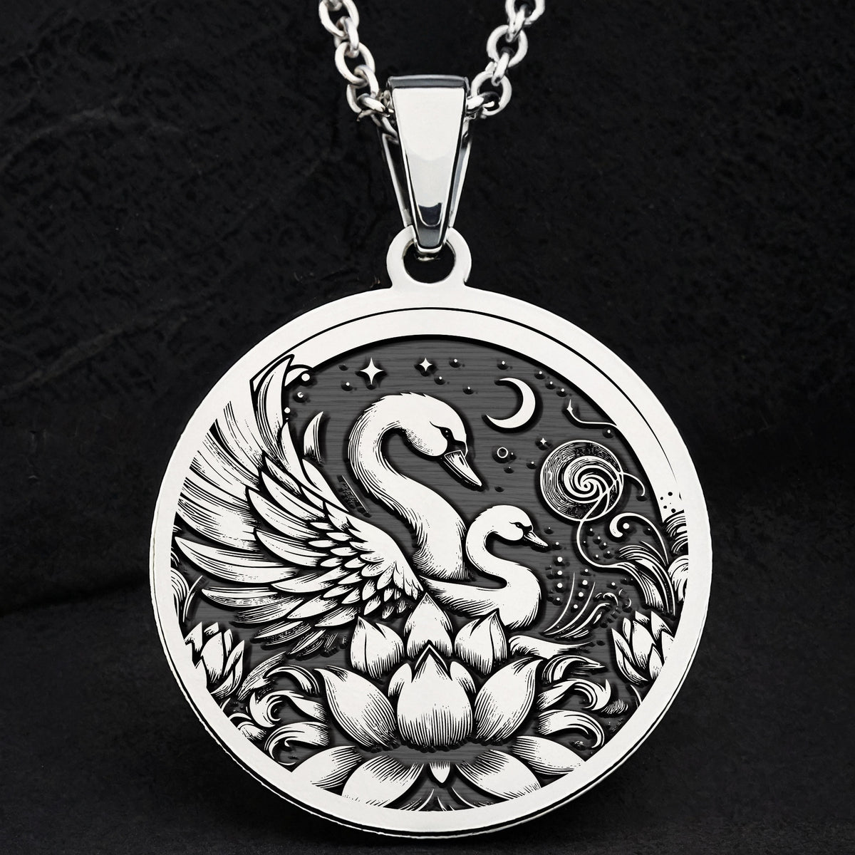 Swan Mother & Child Pendant Necklace - Maternal Love Gift - 925 Sterling Silver