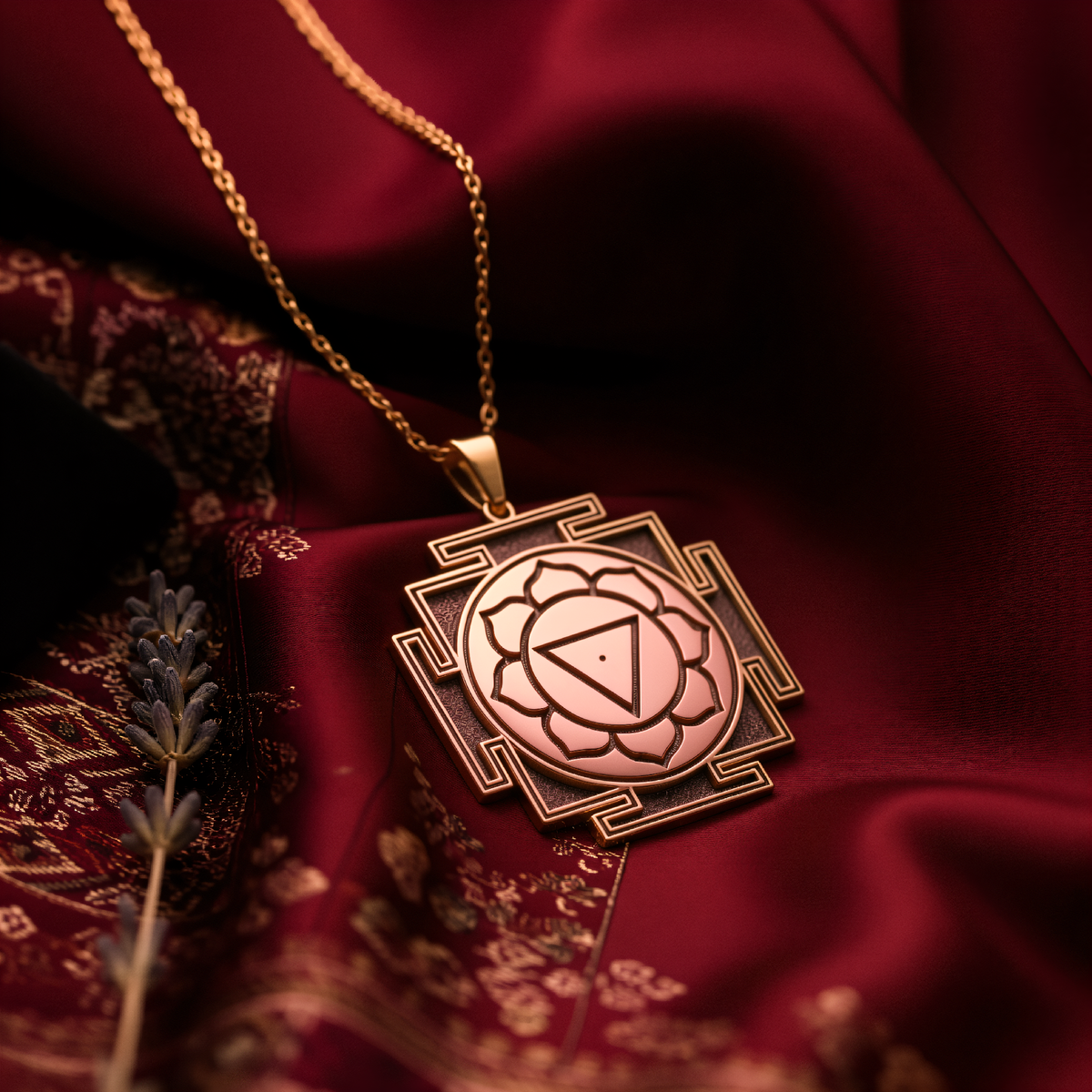 Tara Yantra Sacred Geometry Pendant - 14K Rose Gold Plated