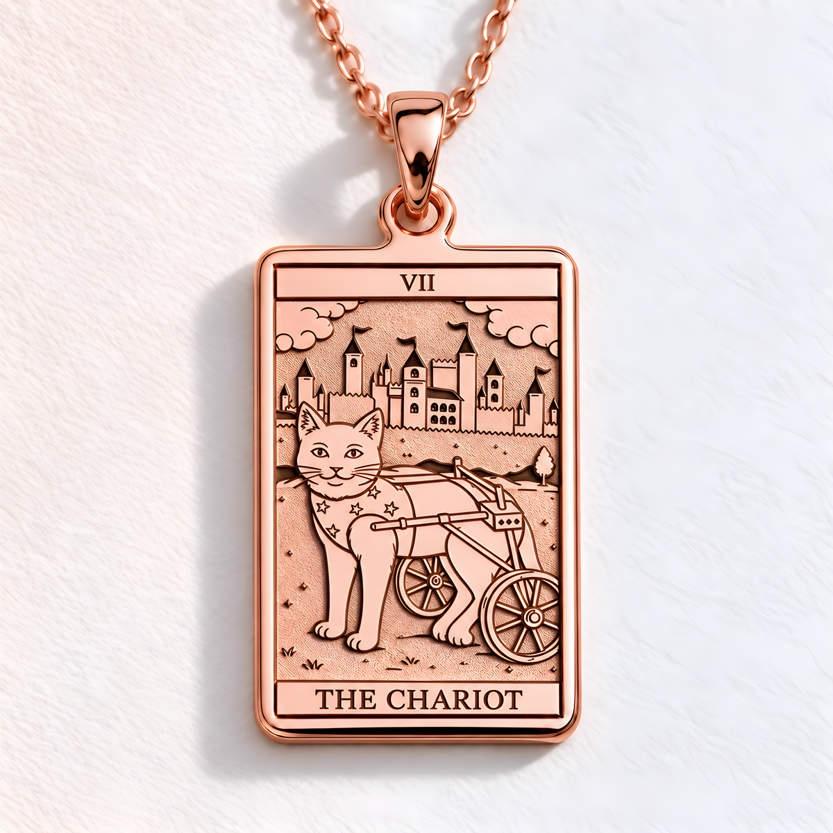 Tarot Cat Charity Necklace - 14K Rose Gold Plated