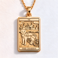14K Gold The Charity Tarot Cat Necklace: 14K Gold with tarot card rider waite occult - View 48