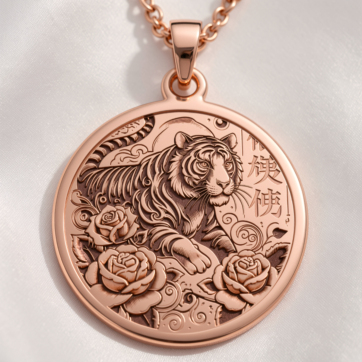 Tiger Zodiac Animal Pendant - 14K Rose Gold Plated