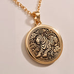 Tiger Zodiac Animal Coin Charm | Silver & Plated Options - Astrological Sign Lunar Year Gift - Görsel 2, animal lover pendant