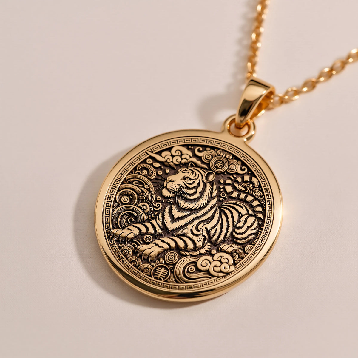 Tiger Zodiac Animal Coin Charm | Silver & Plated Options - Astrological Sign Lunar Year Gift - Görsel 3, animal lover pendant
