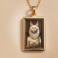Turkish Angora Cat Portrait Necklace - 14K Solid Gold