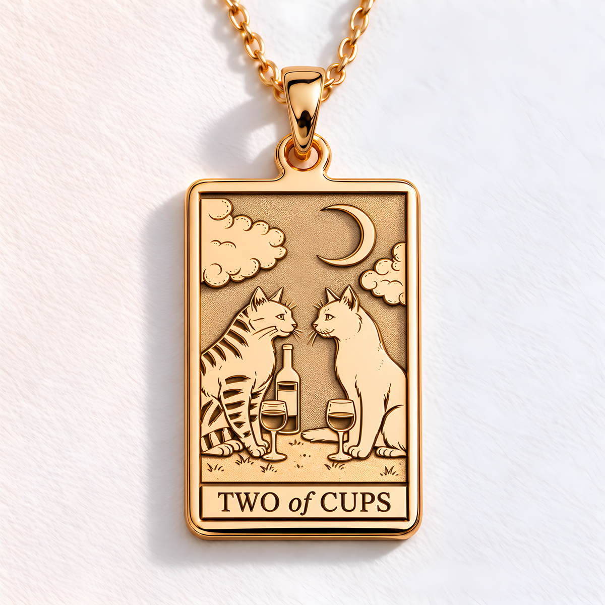 Two of Cups Necklace: 14K Gold with cups exchanged exchanged vows talisman amulet - View 48