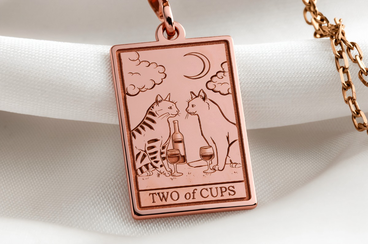 Two of Cups Love Vows Necklace in a polished rose gold finish.