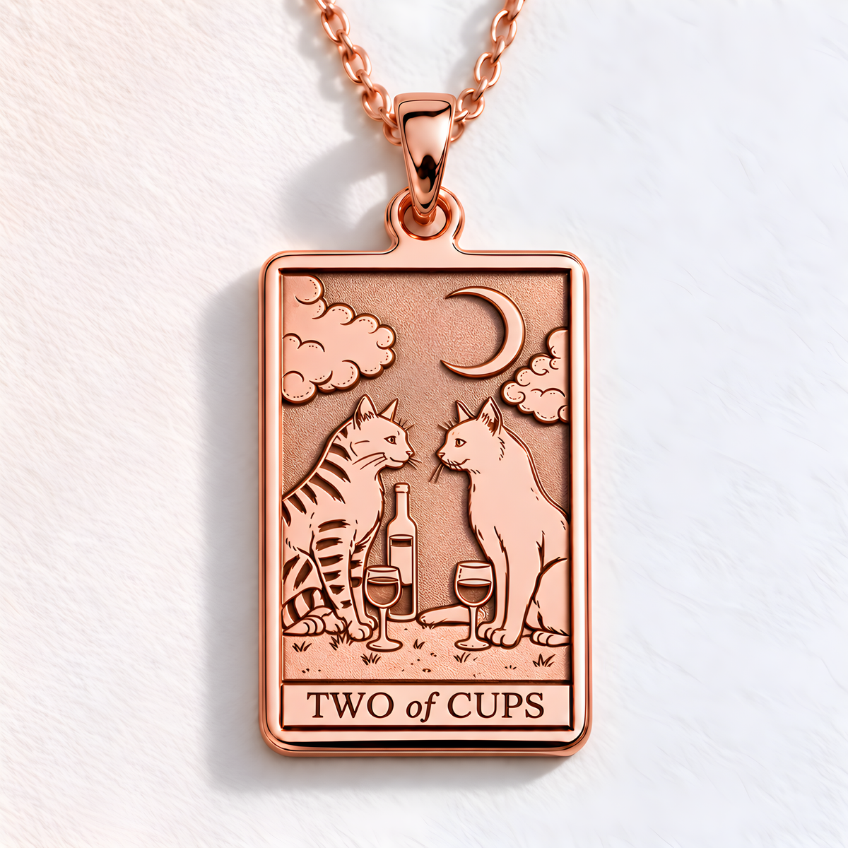 Two of Cups Love Vows Necklace - 14K Rose Gold Plated