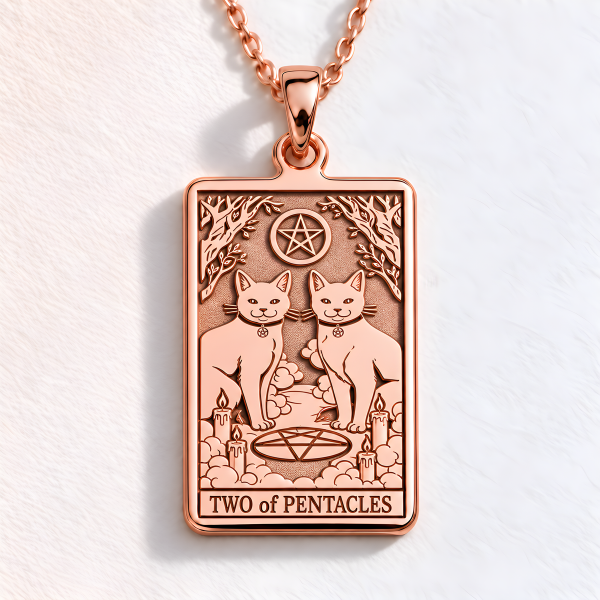 Two of Pentacles Tarot Pendant - 14K Rose Gold Plated