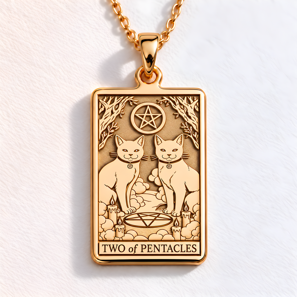 Two of Pentacles Pendant: 14K Gold with two of pentacles pentacles juggler amulet - View 48