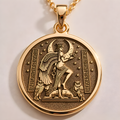 14K solid gold Underworld Queen Ereshkigal mythology pendant. Polished ancient protection talisman necklace.