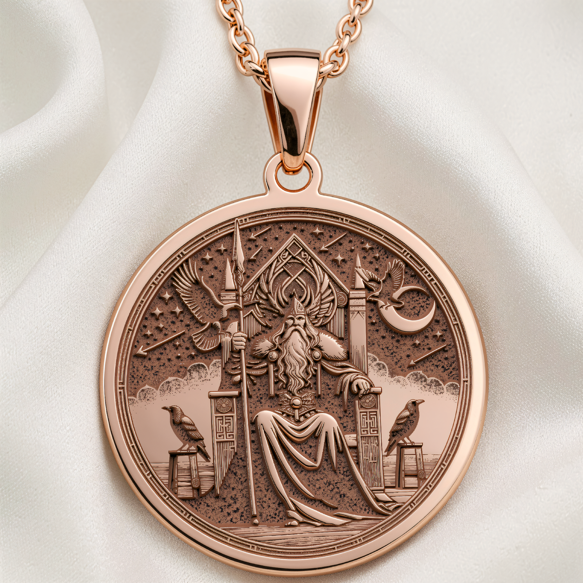 Valknut Triangle Odin Norse Pendant | Silver & Plated Options - Ancient Mythology Protection Talisman - 14K Rose Gold Plated Front View