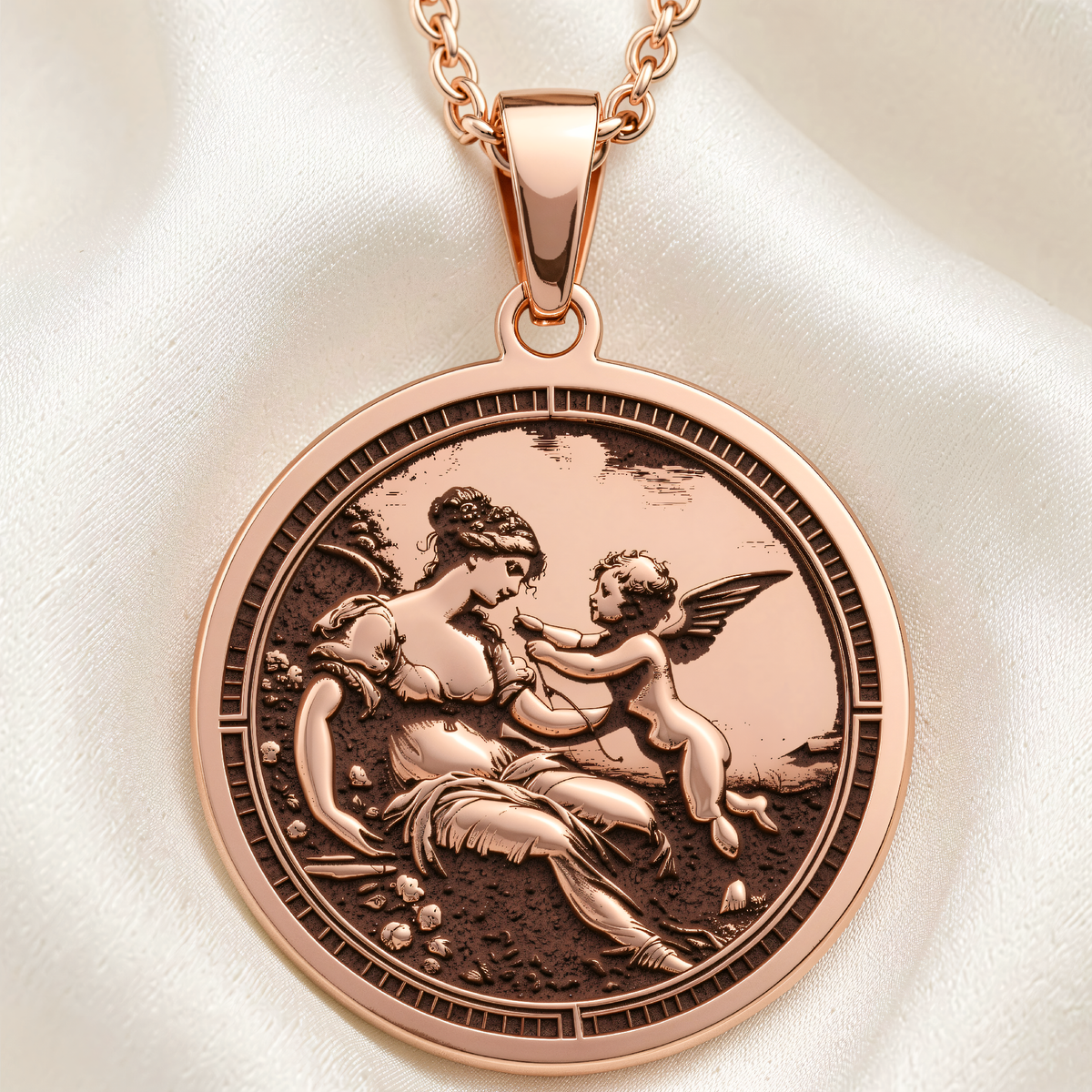 Venus Goddess Necklace | Silver & Plated Options - Greek Mythology Art Jewelry Gift - 14K Rose Gold Plated Front View