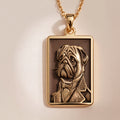Victorian Pug Portrait Necklace - 14K Solid Gold