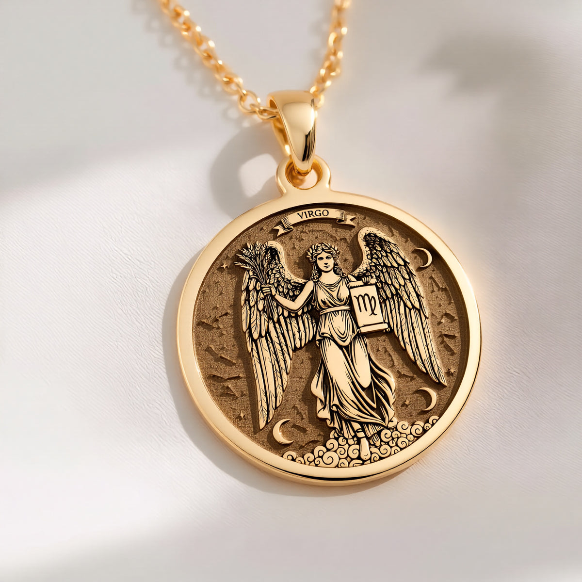 Virgo Maiden Zodiac Astrology Pendant | 14K Gold & 14K Gold Options - Birthdate Jewelry Astrological Sign - View 9