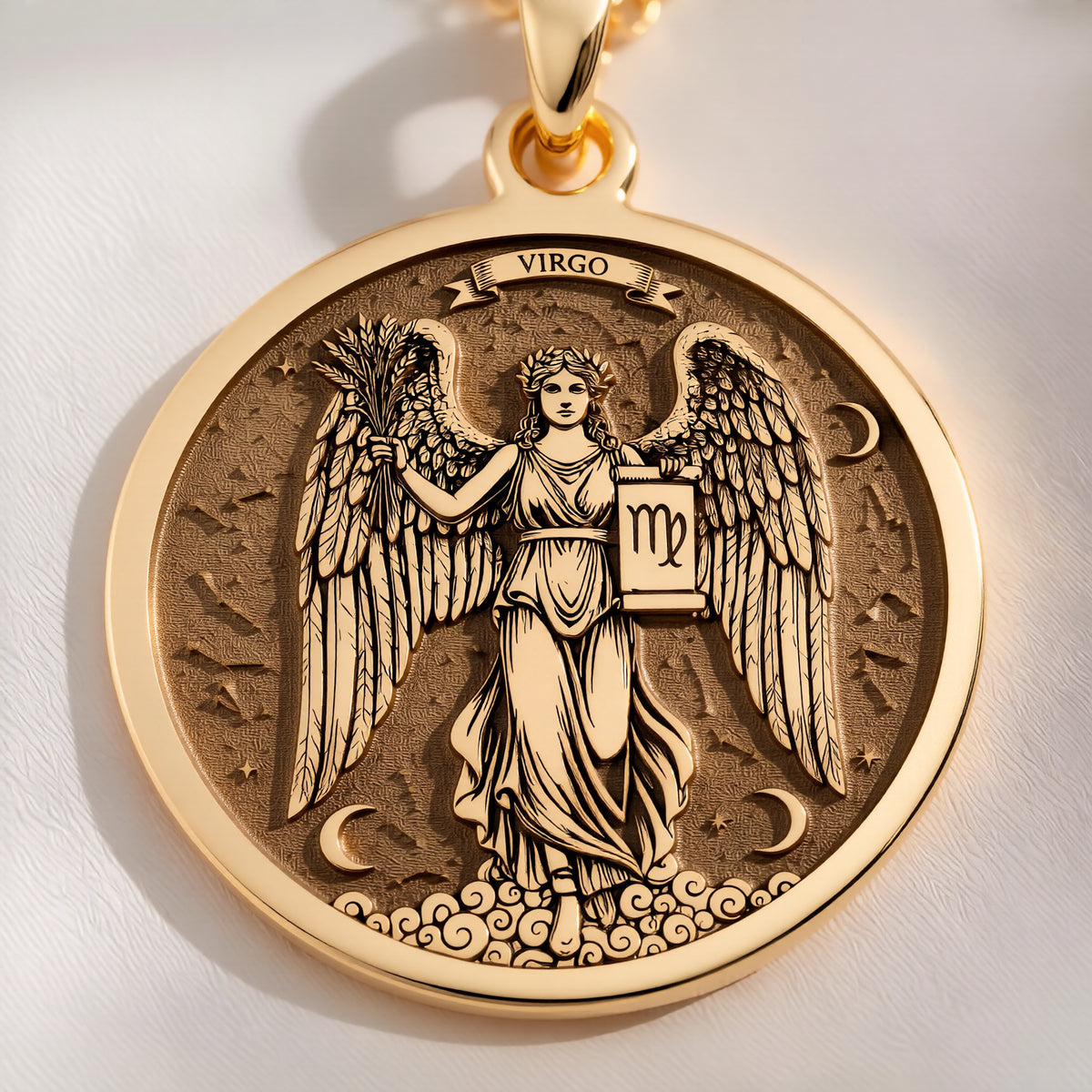 Virgo Maiden Zodiac Astrology Pendant | 14K Gold & Silver Options - Birthdate Jewelry Astrological Sign