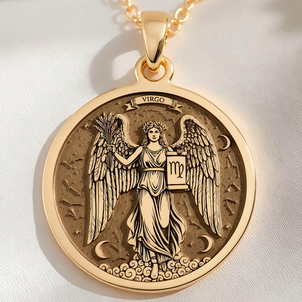 Virgo Maiden Zodiac Astrology Pendant | 14K Gold & Silver Options - Birthdate Jewelry Astrological Sign