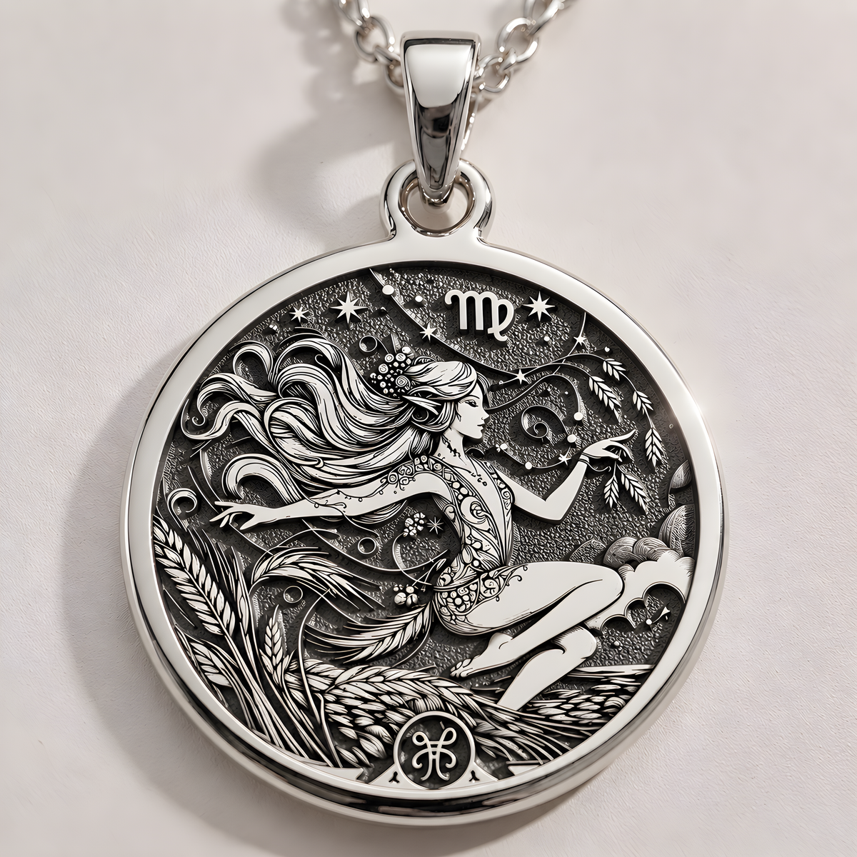 Virgo Maiden Zodiac Necklace - 925 Sterling Silver