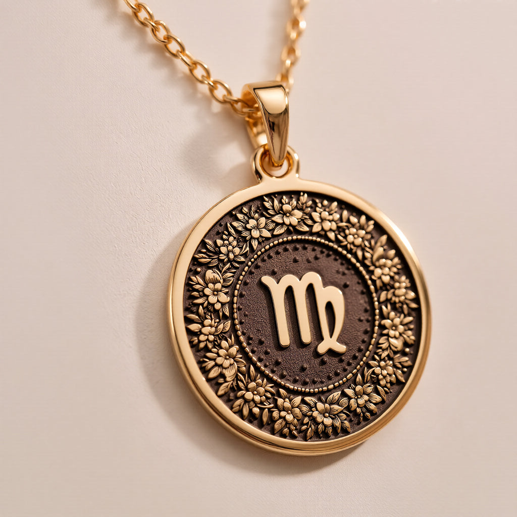 Virgo Zodiac Astrological Sign Pendant - 14K Solid Gold
